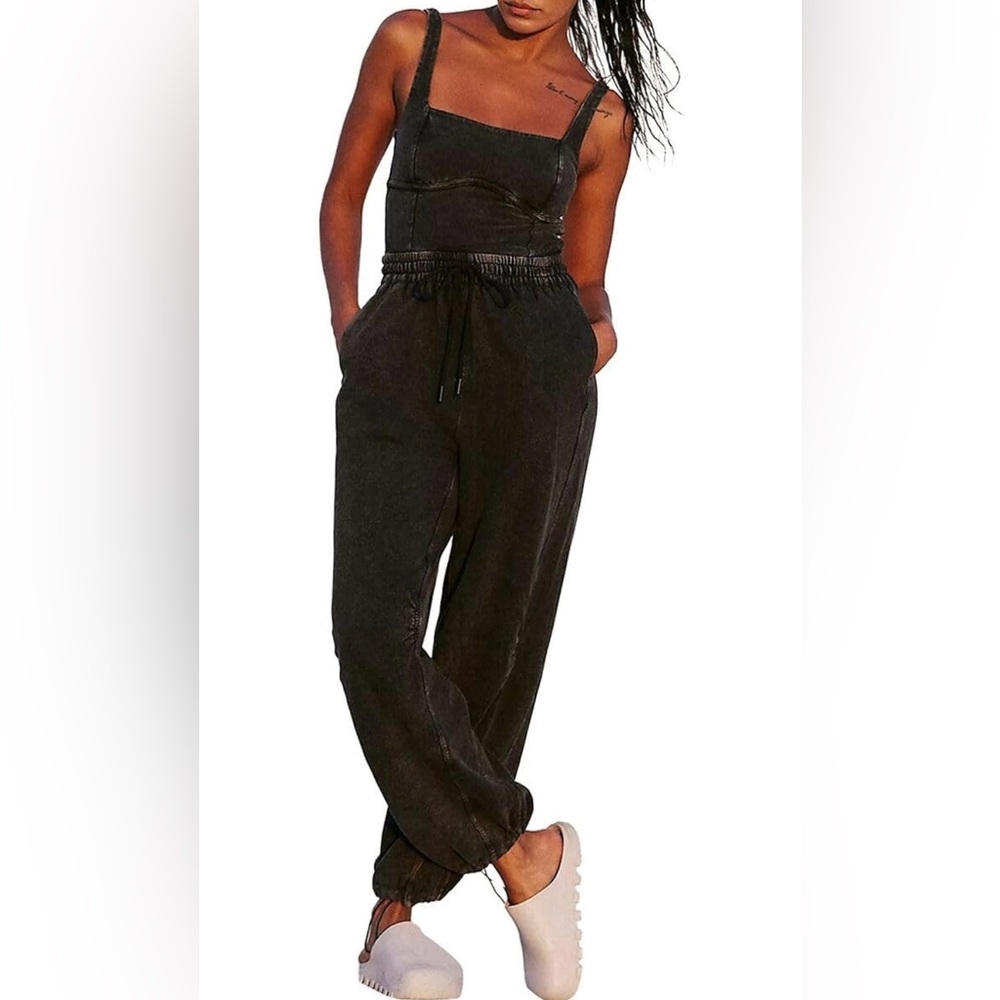 Free People Charcoal Jogger Jumpsuit